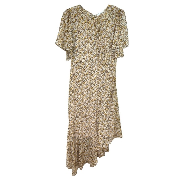ASTR - Women’s 'Flutter Sleeve Maxi Dress' in Mustard Ditsy Floral- Yellow Large - Picture 3 of 13